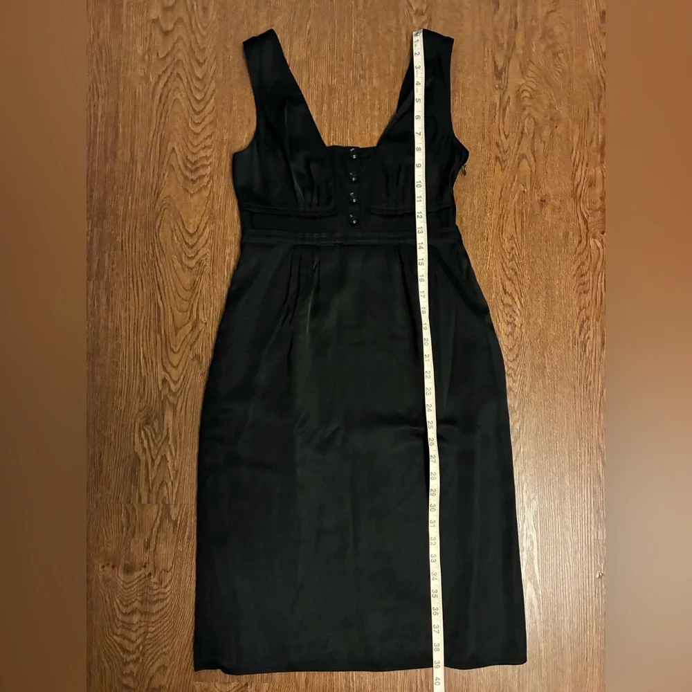Burberry Vintage Black Sheath Dress w/ Squareneck & Button Detailing - Size 4 - Picture 13 of 14